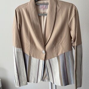 Laurie Felt Beige and Multicolor Striped Blazer